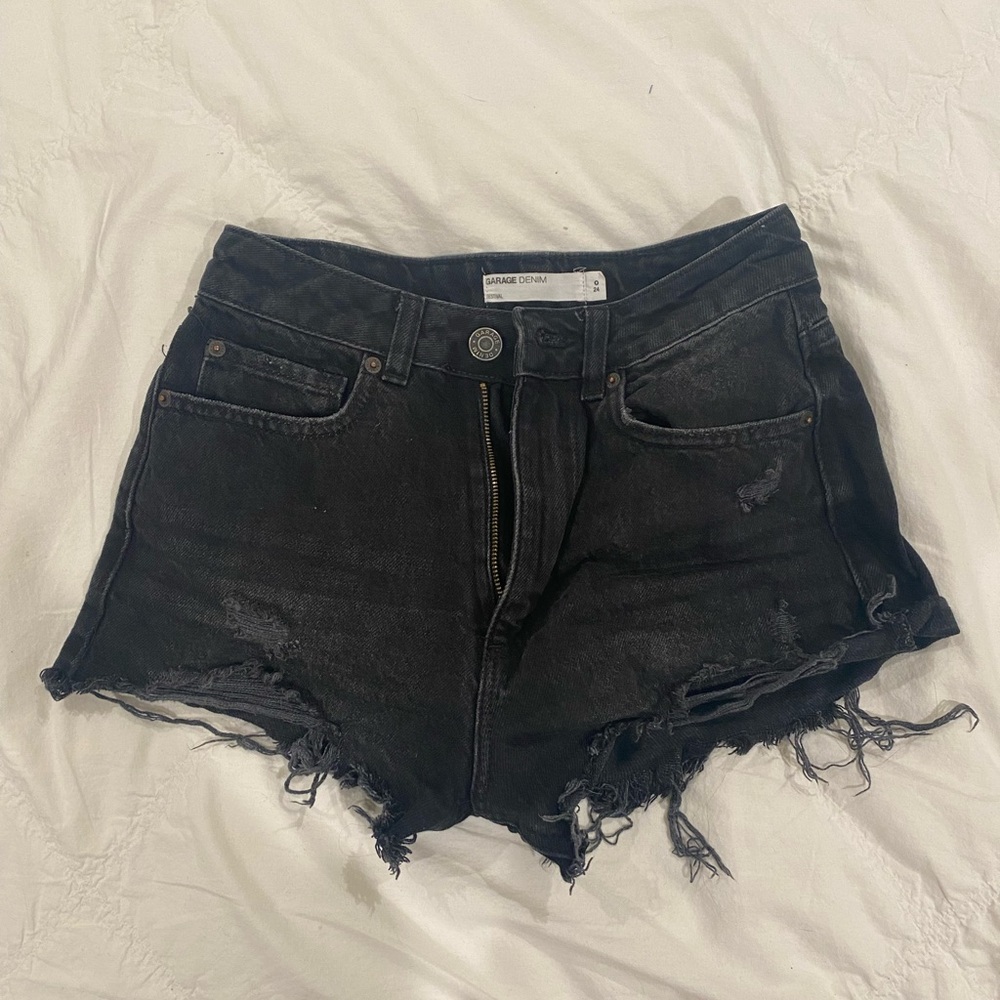 garage black jean shorts